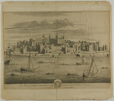 Tower of London, planche fem fra Britannia Illustrata af Johannes Kip