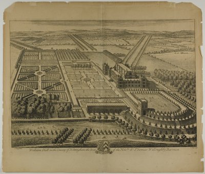 Wollaton Hall i County of Nottingham, plade 68 fra Britannia Illustrata af Johannes Kip