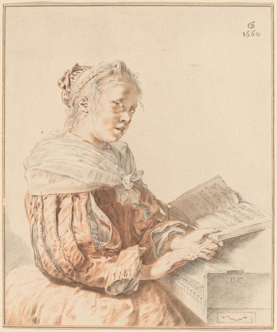 Ung pige ved tastaturet, 1767. af Johannes Kornlein