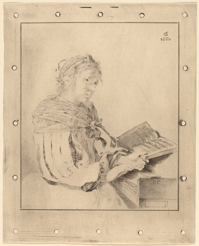 Ung pige ved tastaturet, 1767. af Johannes Kornlein