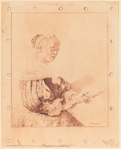 Ung pige ved tastaturet, 1767. af Johannes Kornlein
