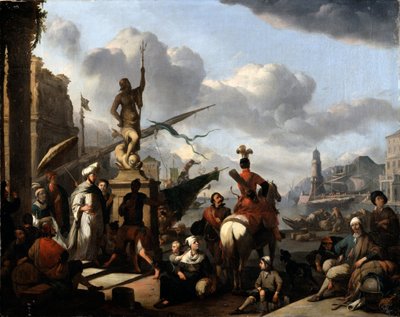 En italiensk havneby af Johannes Lingelbach