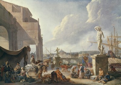 italiensk havn af Johannes Lingelbach
