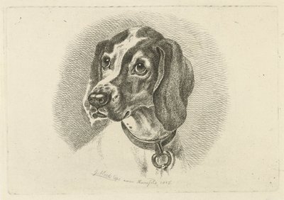 Hundehoved med halsbånd med ring af Johannes Mock
