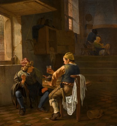En værtshusscene med bønder, der ryger og drikker af Johannes Natus