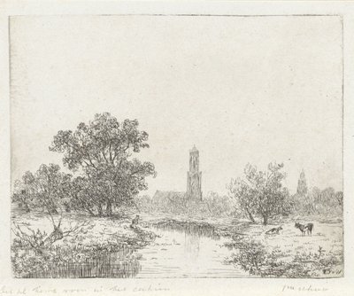Udsigt over Utrecht(?) af Johannes Pieter van Wisselingh