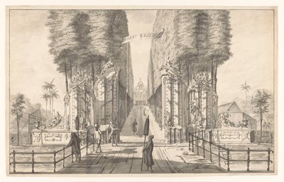 Udsigt over landstedet Weltevreden i Batavia Weldt Vried (titel på objekt) af Johannes Rach