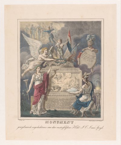 Allegorisk begravelsesmonument for Jan Carel Josephus van Speijk Monument dedikeret til minde om den udødelige helt J.C.J. van Speijk (titel på objekt) af Johannes Steyn