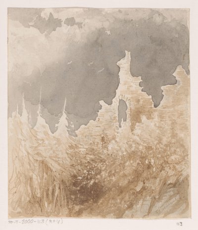 Ruin mellem træer af Johannes Tavenraat (signed by artist)