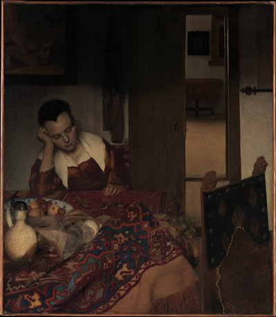 Ein schlafendes Mädchen af Johannes Vermeer