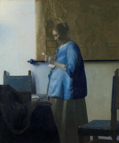 Kvinde i blå læser et brev Kvinde læser et brev af Johannes Vermeer
