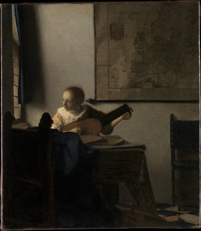 Junge Frau mit Laute af Johannes Vermeer
