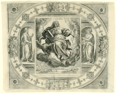 Evangelisten Johannes S. Iohañis (titel på objekt) De fire evangelister (serietitel) af Johannes Wierix (rejected attribution)