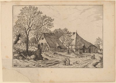 Gård med Skur og Trækbrønd af Johannes and Lucas van Doetechum after Master of the Small Landscapes