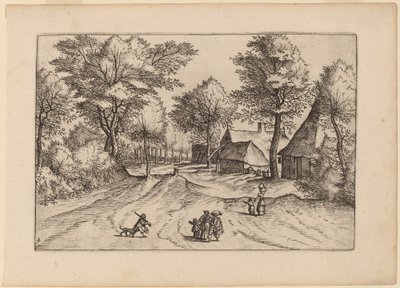 Landsbyvej med Gaard og Skure af Johannes and Lucas van Doetechum after Master of the Small Landscapes