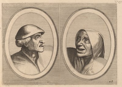 "Tyv-esque Tijs" og "Sneeze Spoel-de-Nap" af Johannes and Lucas van Doetechum after Pieter Bruegel the Elder