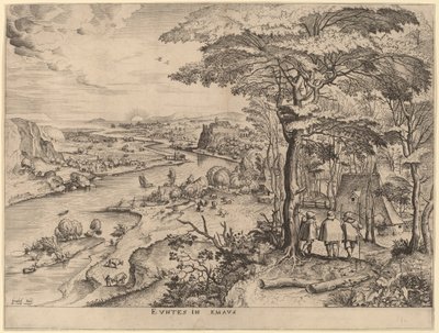 Pilgrimmene til Emmaus af Johannes and Lucas van Doetechum after Pieter Bruegel the Elder