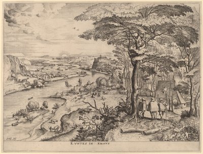 Pilgrimmene til Emmaus af Johannes and Lucas van Doetechum after Pieter Bruegel the Elder