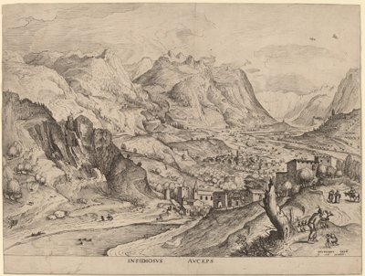 Insidiosus Auceps (The Crafty Bird Catcher) af Johannes and Lucas van Doetechum after Pieter Bruegel the Elder