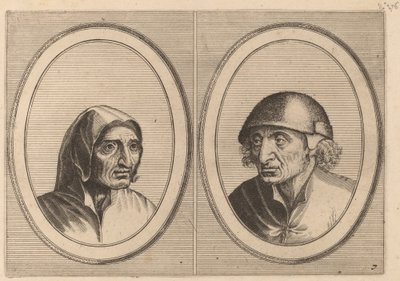 "Rijckje Schimmel-penninghs" og "Lubbert Leever-pølse" af Johannes and Lucas van Doetechum after Pieter Bruegel the Elder
