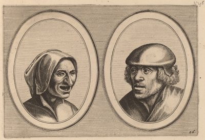 "Woman Verneem-al" og "Hans de Pluym-strijcker" af Johannes and Lucas van Doetechum after Pieter Bruegel the Elder