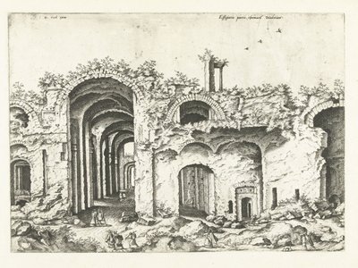 Tredje udsigt over Diocletians bade Romerske ruiner, 1561 (serietitel) af Johannes of Lucas van Doetechum (attributed to)