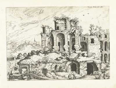 Tredje udsigt over ruinerne af Palatinerhøjen Romerske ruiner, 1561 (serietitel) af Johannes of Lucas van Doetechum (attributed to)