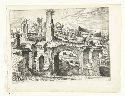 Udsigt over Colosseum Romerske ruiner, 1561 (serietitel) af Johannes of Lucas van Doetechum (attributed to)