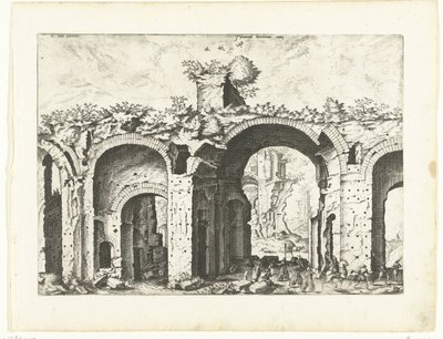 Anden udsigt over Diocletians bade Romerske ruiner, 1561 (serietitel) af Johannes of Lucas van Doetechum (attributed to)