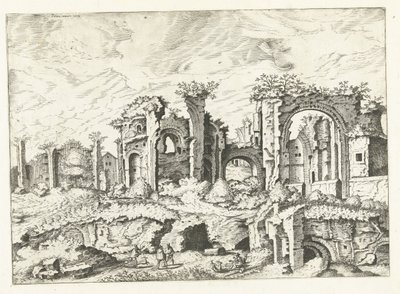 Fjerde udsigt over ruiner på Palatinerhøjen Romerske ruiner, 1561 (serietitel) af Johannes of Lucas van Doetechum (attributed to)