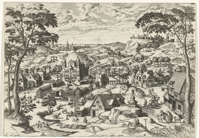 Landskab med Sankt Antonius Salve antoni (titel på objekt) Landskaber med kristne historier (serietitel) af Johannes of Lucas van Doetechum