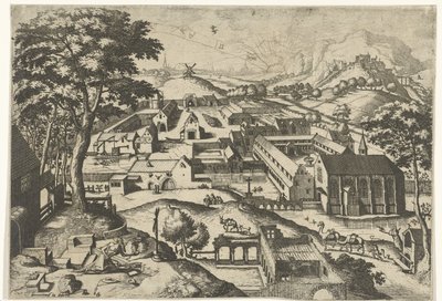 Landskab med Sankt Jerome hieronimus in deserto (titel på objekt) Landskaber med kristne historier (serietitel) af Johannes of Lucas van Doetechum