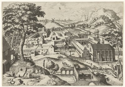 Landskab med Sankt Jerome hieronimus in deserto (titel på objekt) Landskaber med kristne historier (serietitel) af Johannes of Lucas van Doetechum