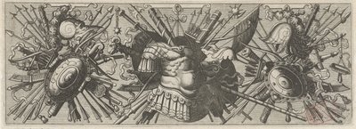 Panoply. Frise med romerske arme, nederste del Panoplia sev armamentarium... (serietitel) af Johannes of Lucas van Doetechum