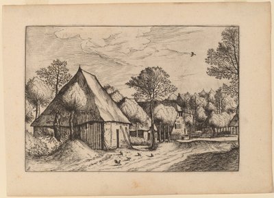 En gård med en trækkebrønd af Johannes van Doetechum, the Elder and Lucas