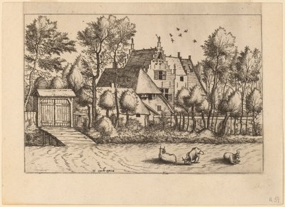Landsted med grøft af Johannes van Doetechum, the Elder and Lucas