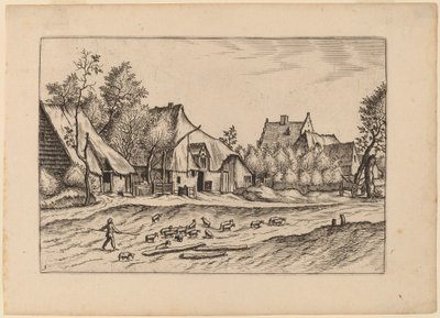 Gårde i en landsby af Johannes van Doetechum, the Elder and Lucas