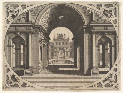 Tallerken fra Varie Architecture, ca. 1560. af Johannes van Doetecum I