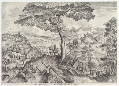 Soldiers at Rest Milites requiescentes fra The Large Landscapes, ca. 1555-56. af Johannes van Doetecum I