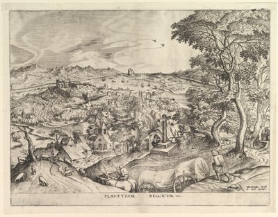 Den belgiske vogn Plaustrum Belgicum fra De store landskaber, ca. 1555-56. af Johannes van Doetecum I