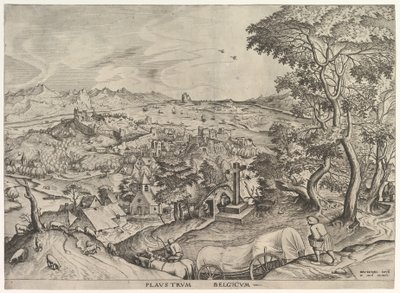 Den belgiske vogn Plaustrum Belgicum fra De store landskaber, ca. 1555-56. af Johannes van Doetecum I