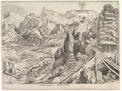 Den angrende Magdalene Magdalena Poenitens fra De store landskaber, ca. 1555-56. af Johannes van Doetecum I