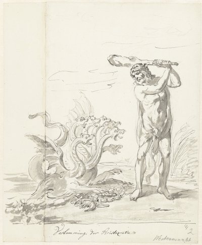Destruktion af aristokratiet, dekoration på Westermarkt, 1795 Lammelse af aristokrati (titel på objekt) af Johannes van Dregt (rejected attribution)