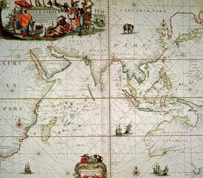 Kort over Afrika, Indien, Det Indiske Ocean og Østindien af Johannes van Keulen