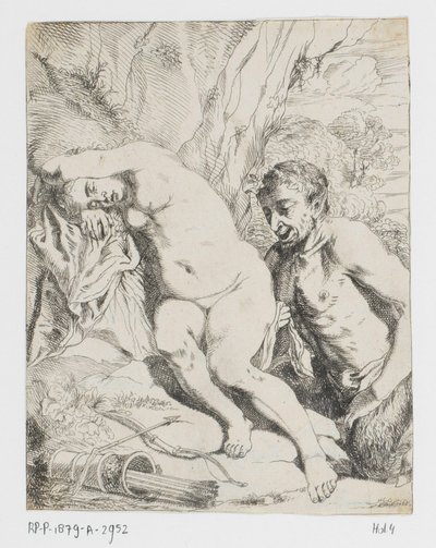 Sovende nymfe og satyr af Johannes van Seegen