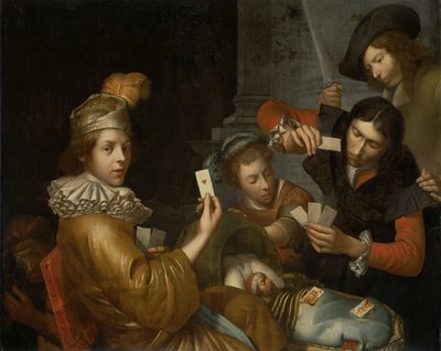 The Card Game on the Cradle: Allegory af Johannes van Wijckersloot (attributed to)