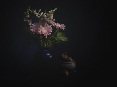 Mørkt blomsterstilleben af John-Mei Zhong