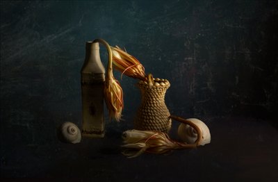 Et falmende blomsterstilleben af John-Mei Zhong