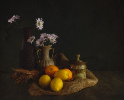 Stemningsfulde blomster og frugter af John-Mei Zhong