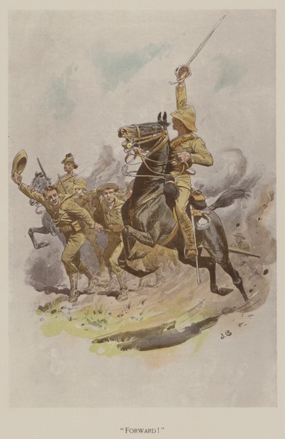 Frem! (farve litho) af John (after) Charlton